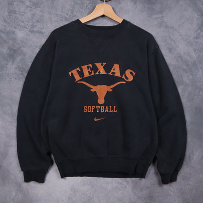 90s Black Texas Longhorns Softball Nike Crewneck Sweatshirt 5690