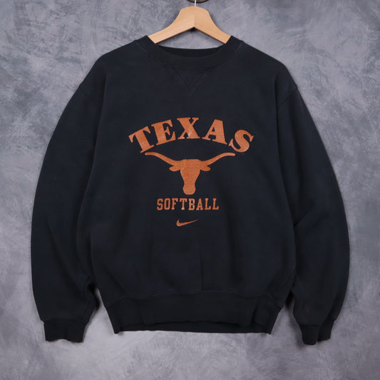 90s Black Texas Longhorns Softball Nike Crewneck Sweatshirt 5690
