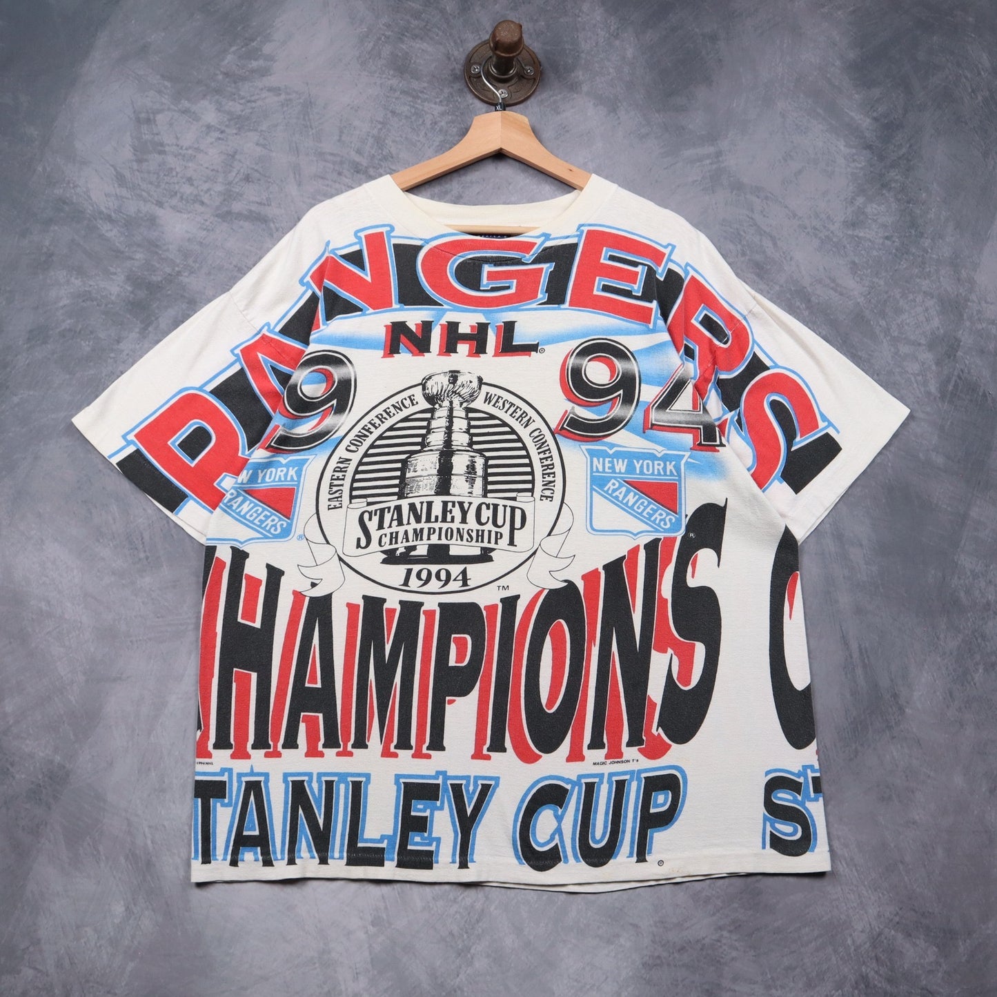 1994 White New York Rangers Stanley Cup Champions All Over Print Shirt 4919