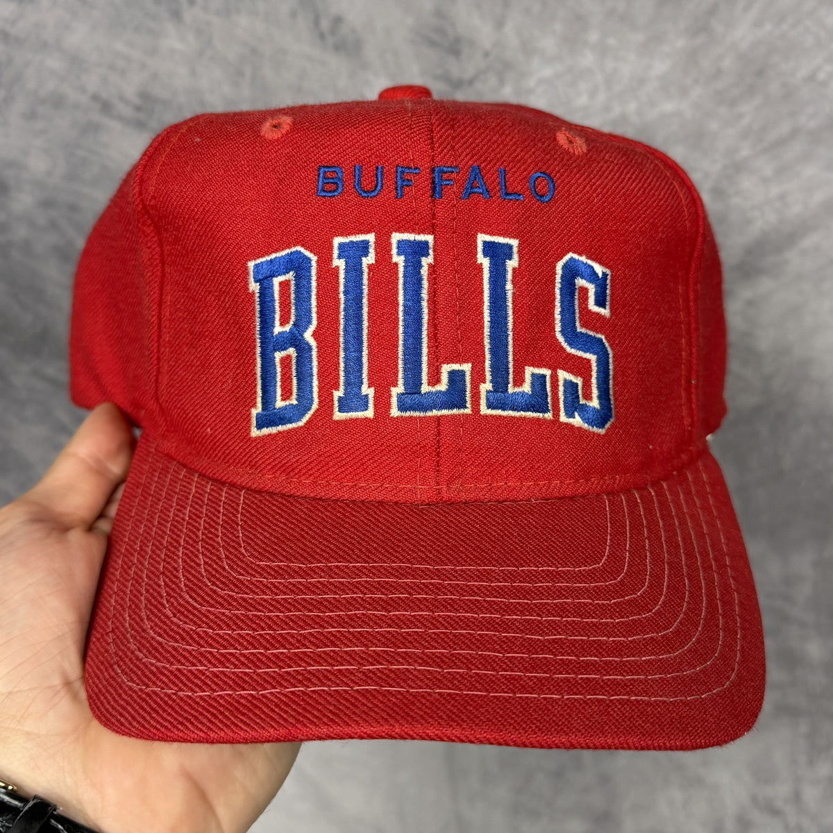 90s Red Buffalo Bills Wool Starter Arch Snapback Hat 6887