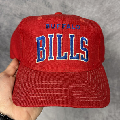 90s Red Buffalo Bills Wool Starter Arch Snapback Hat 6887
