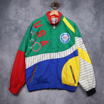 90s Multicolor USA Olympic Team Apex One Windbreaker Jacket 5070