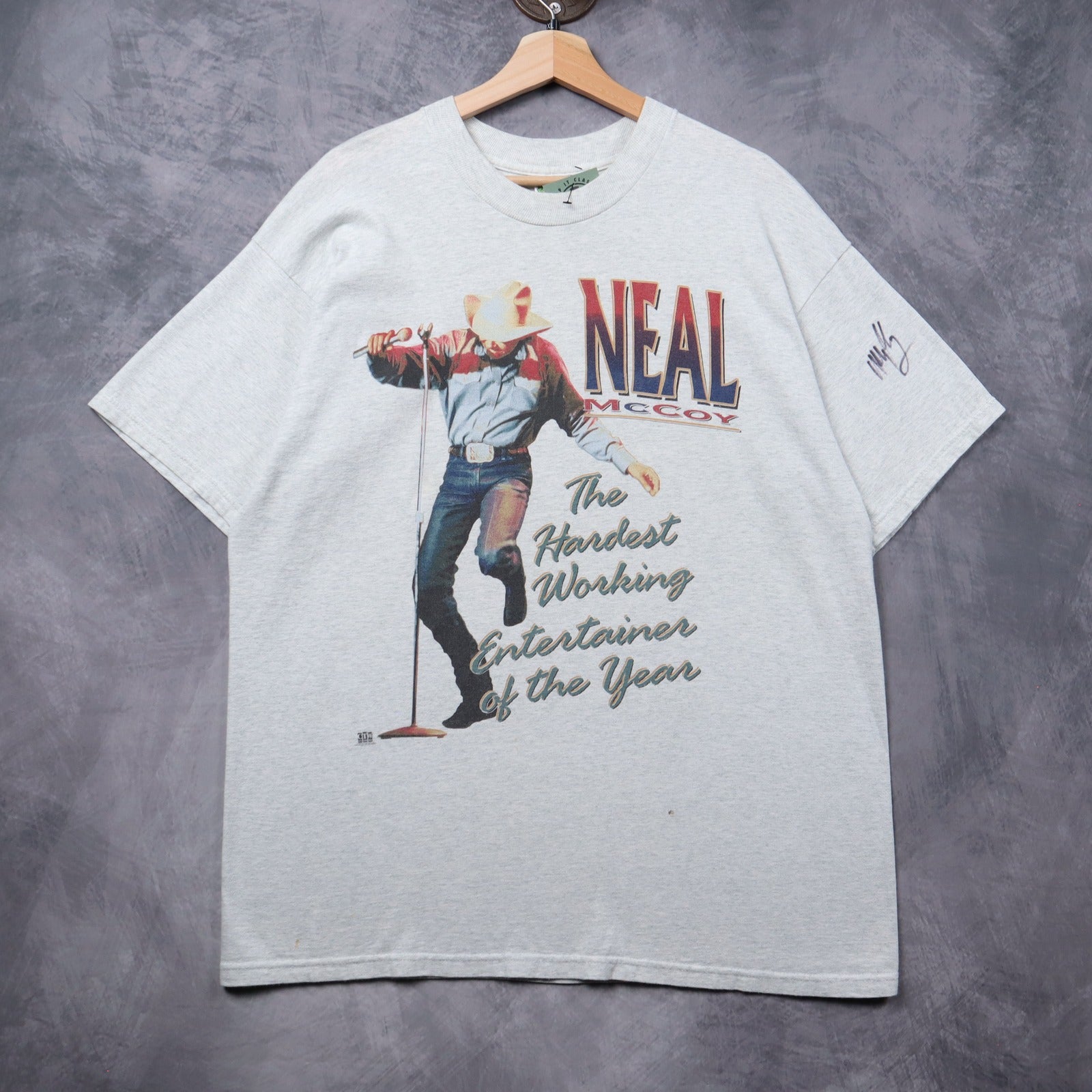 90s Grey Neal McCoy Hardest Working Entertainer Shirt 5444