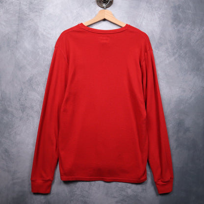 00s Red Polo Ralph Lauren Bear Waffle Knit Long Sleeve Shirt 4721