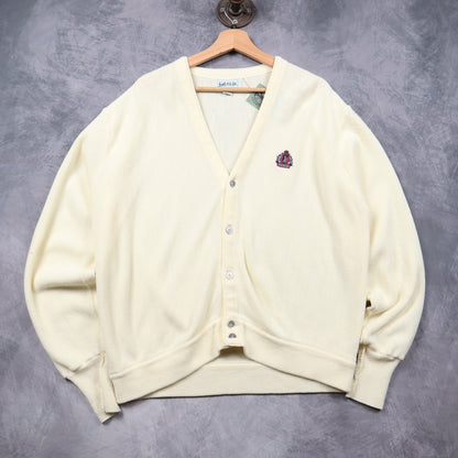 90s Cream Izod Crest Knit Cardigan 4821