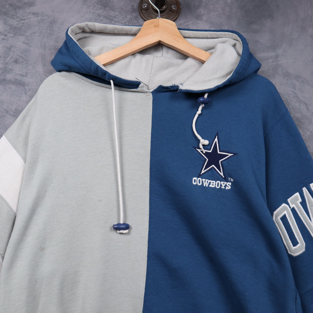 90s Blue and Grey Dallas Cowboys Starter Split Hoodie 6587