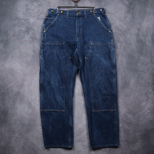 00s Blue Denim Carhartt Double Knee Carpenter Work Pants 5065