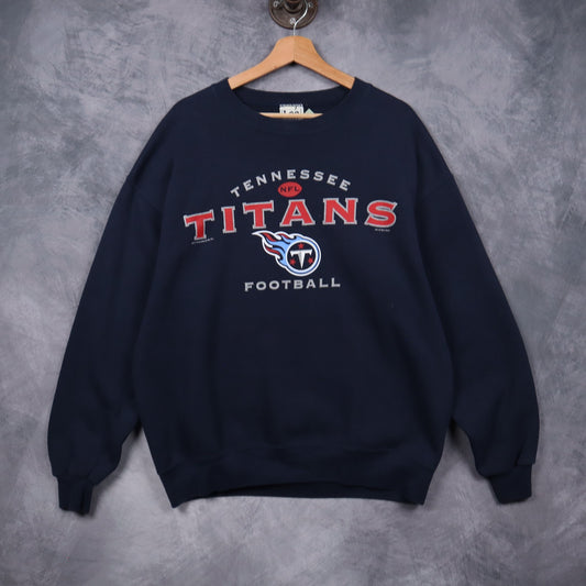 2001 Navy Blue Tennessee Titans Football Crewneck Sweatshirt 6445