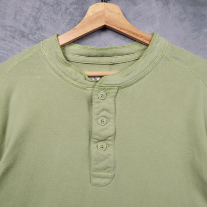 Early 00s Sage Green Eddie Bauer Sport Shop Henley Long Sleeve Shirt 5553