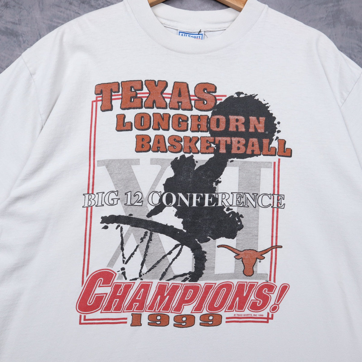 1999 White Texas Longhorn Basketball Big 12 Champions Shirt 5747