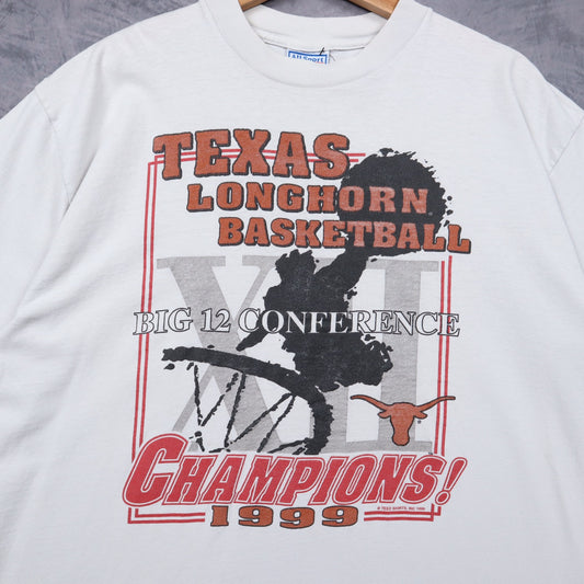 1999 White Texas Longhorn Basketball Big 12 Champions Shirt 5747