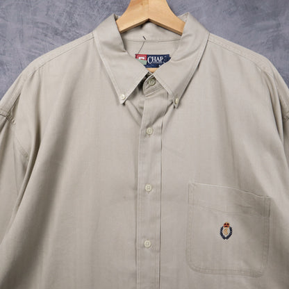 90s Khaki Chaps Ralph Lauren Crest Long Sleeve Button Up Shirt 5428