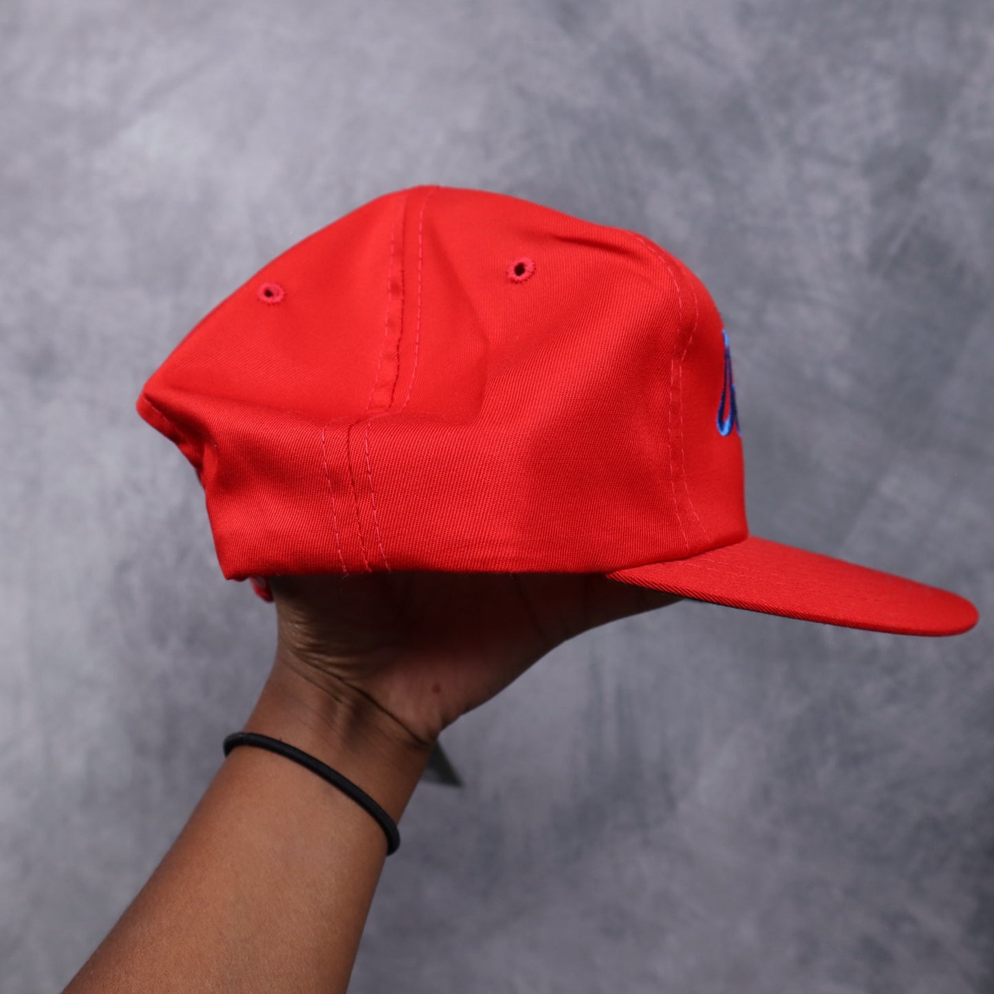 90s Red Los Angeles Dodgers Script Snapback Hat 5565