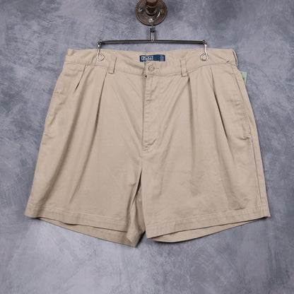 90s Tan Brown Polo Ralph Lauren Andrew Pleated Chino Shorts 5177