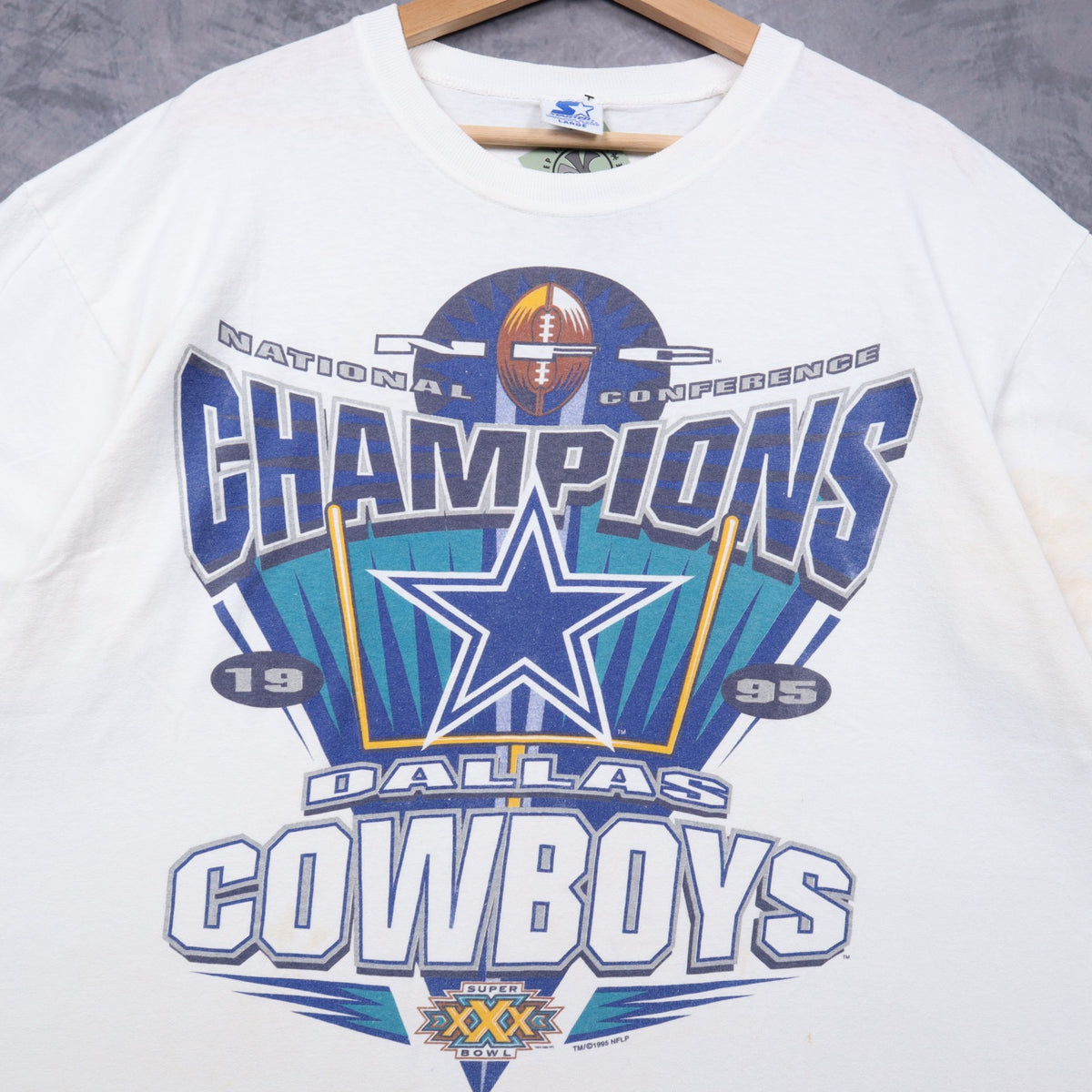 1995 White Dallas Cowboys NFC Champions Shirt 6685