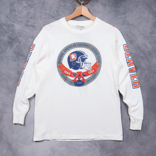 1984 White Denver Broncos Silver Anniversary Long Sleeve Shirt 6712