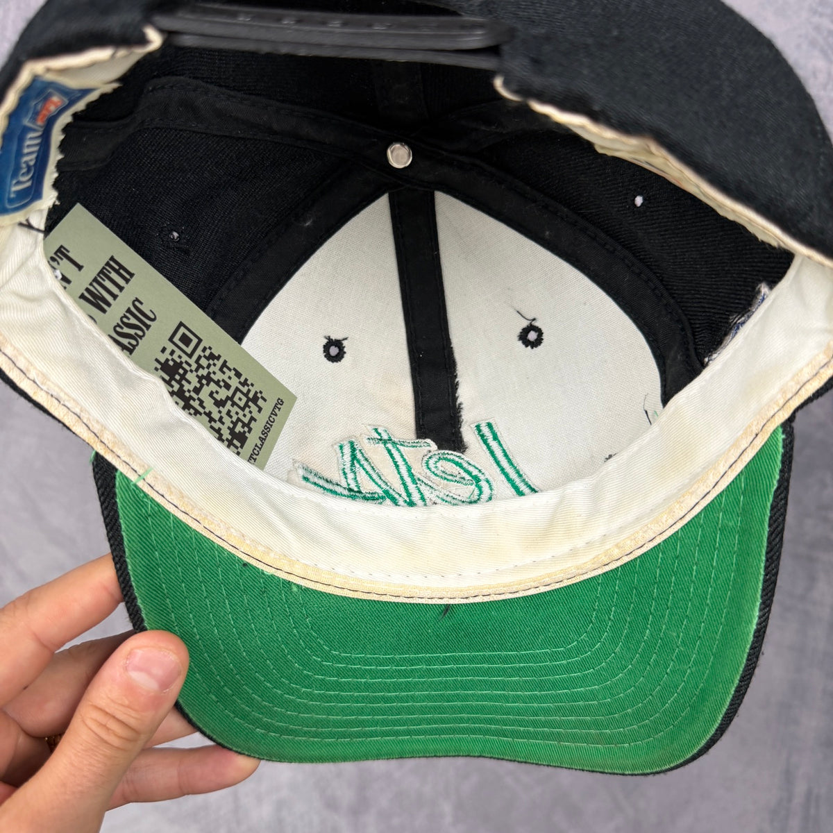 90s Black New York Jets Sports Specialties Script Snapback Hat 6823