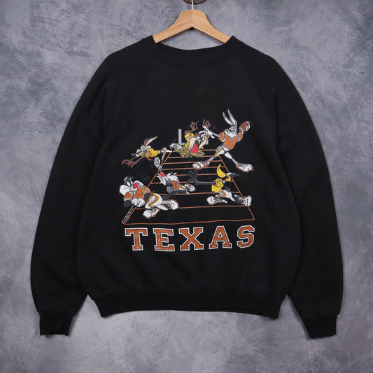 1996 Black Texas Longhorns Looney Tunes Crewneck Sweatshirt 5703
