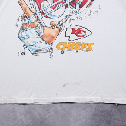 1990 White Kansas City Chiefs Helmet Signatures Shirt 6640