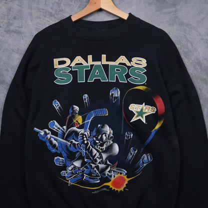 90s Black Dallas Stars Taz Hockey Crewneck Sweatshirt 5103