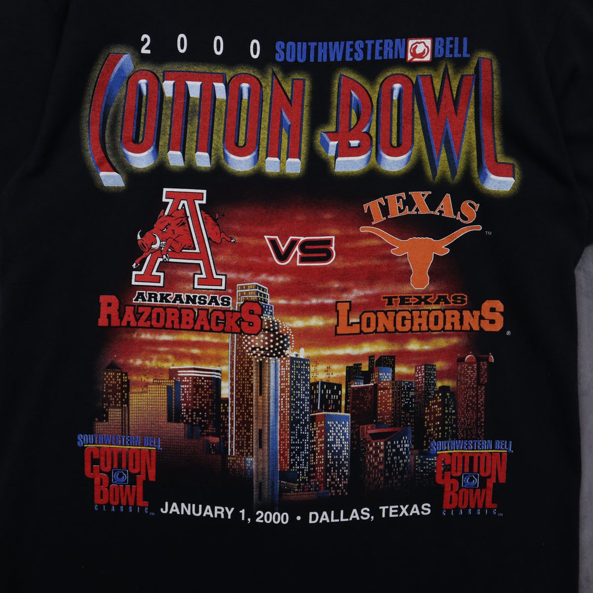2000 Black Cotton Bowl Arkansas vs Texas Shirt 5872