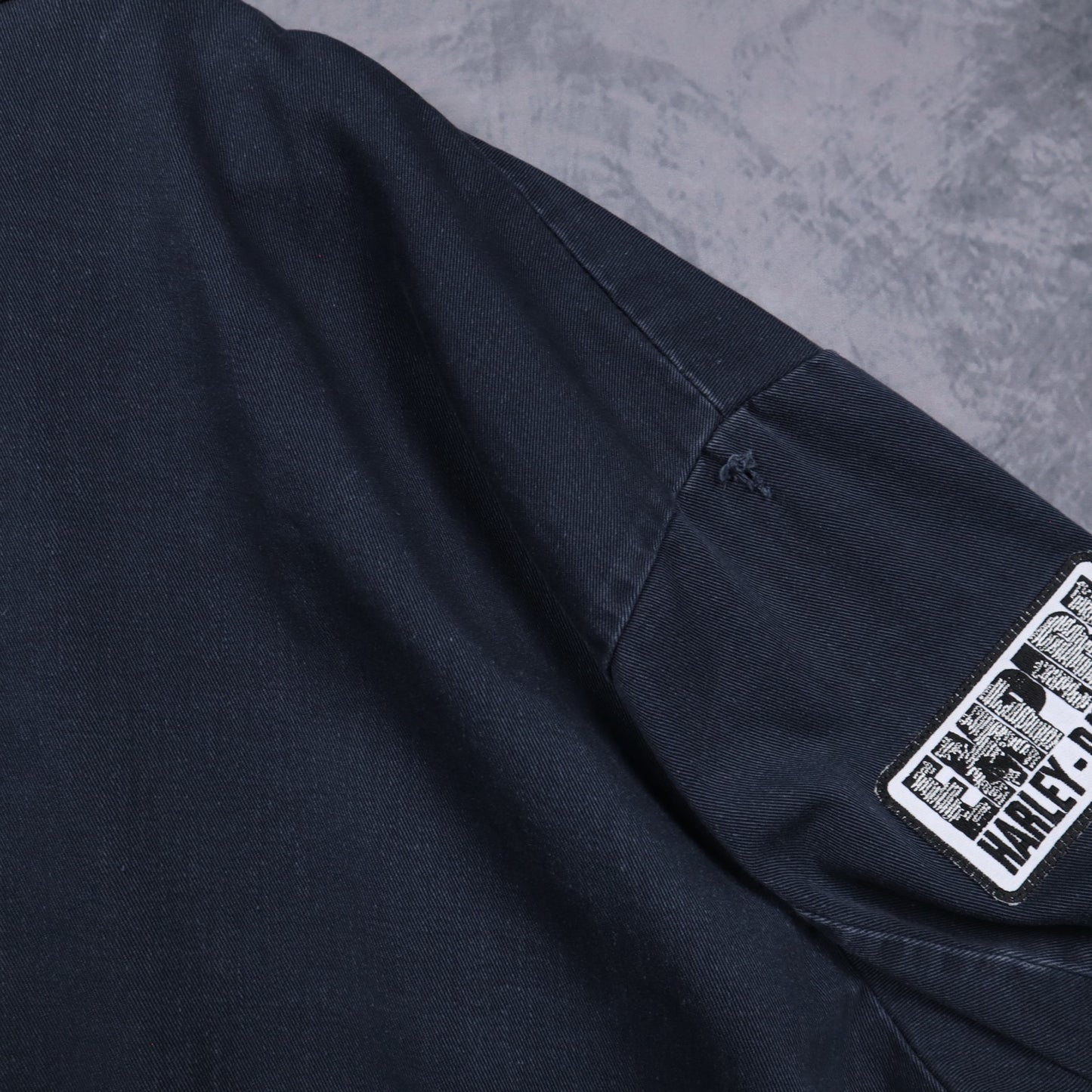 00s Navy Blue Harley Davidson Staff Patch Work Jacket 5075