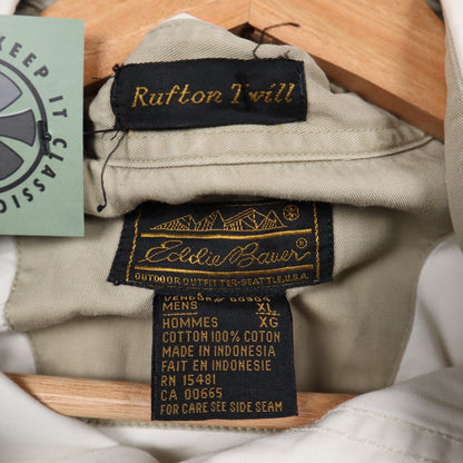 90s Cream Eddie Bauer Rufton Twill Long Sleeve Button Up Shirt 4820
