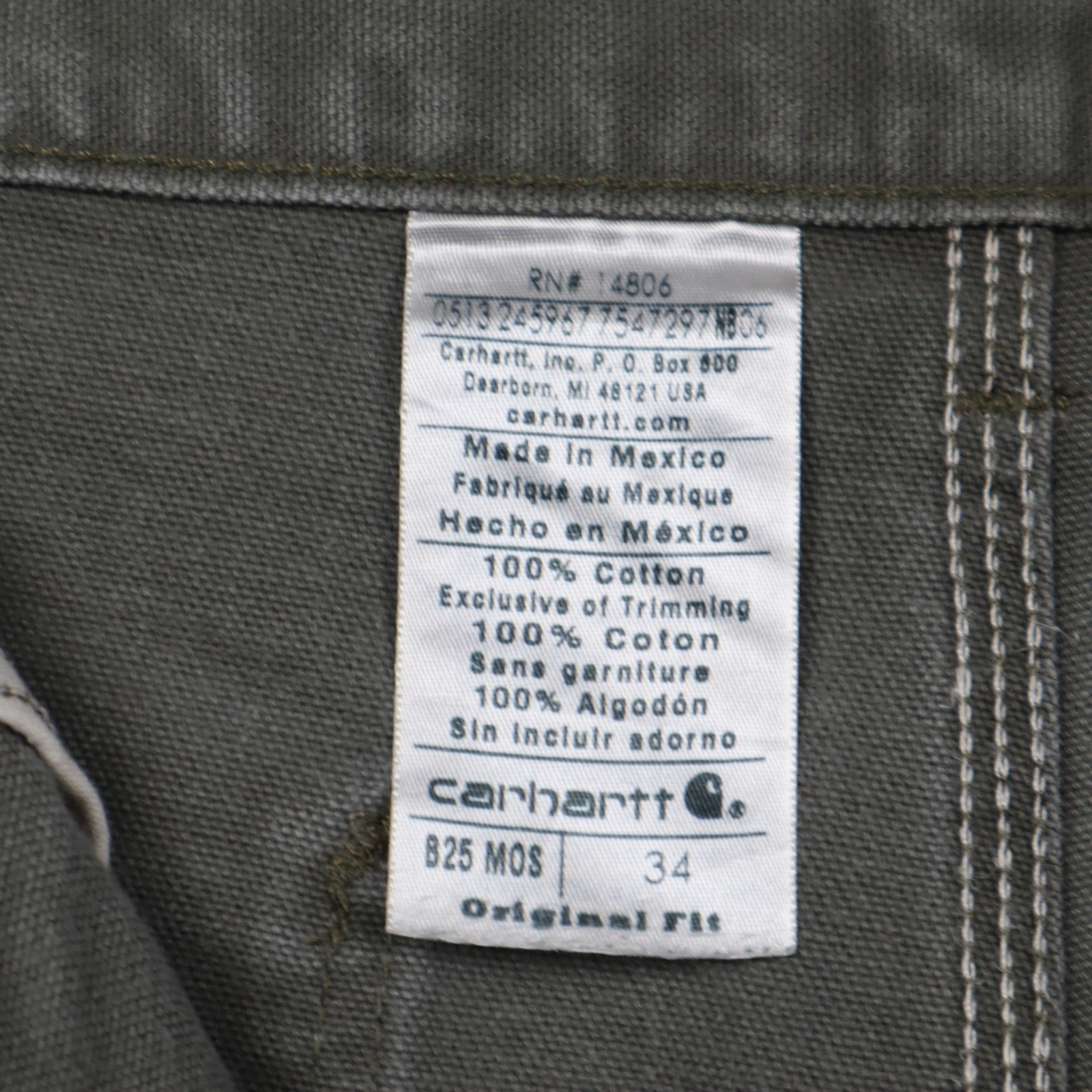 Y2K Moss Green Carhartt Original Fit Carpenter Shorts 5185