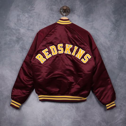 90s Red Washington Redskins Chalk Line Satin Bomber Jacket 6734