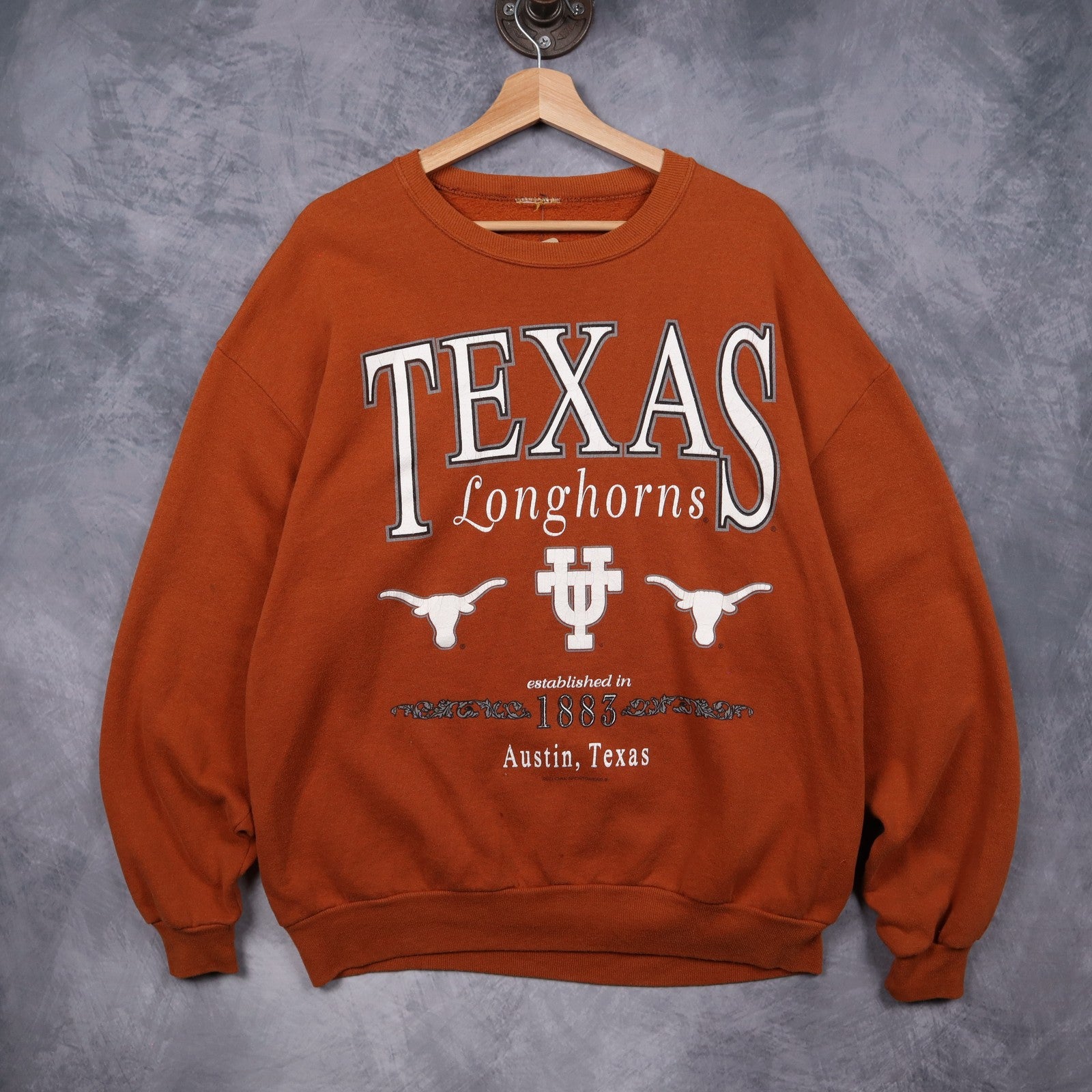 90s Burnt Orange Texas Longhorns Crewneck Sweatshirt 5687