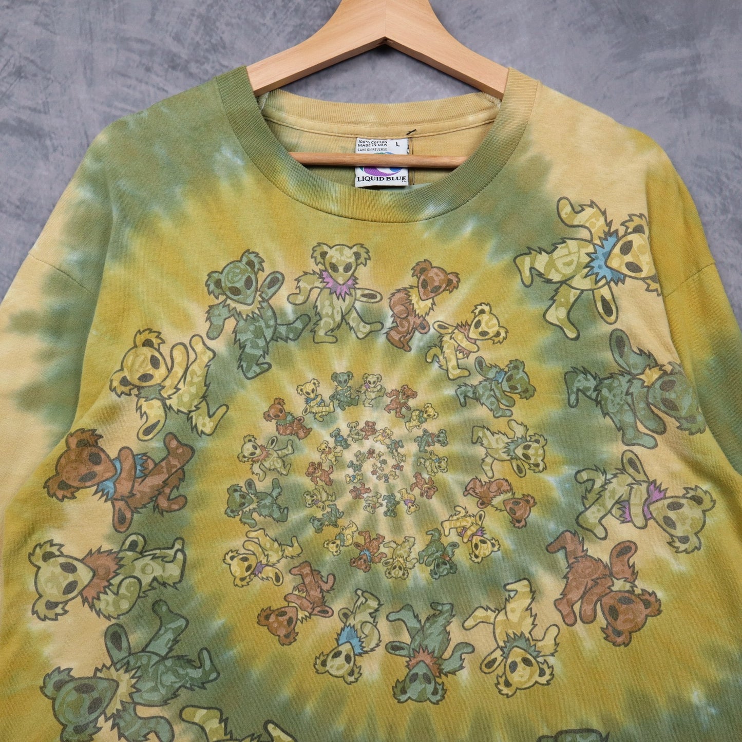 1996 Green Tie Dye Grateful Dead Dancing Bears Spiral Long Sleeve Shirt 4927