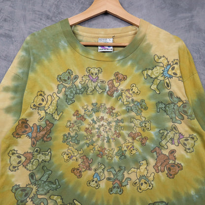 1996 Green Tie Dye Grateful Dead Dancing Bears Spiral Long Sleeve Shirt 4927