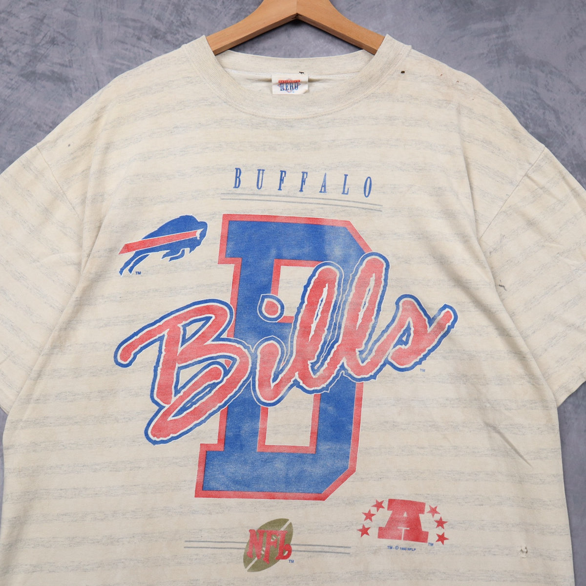 1993 Cream Buffalo Bills Striped Shirt 6704