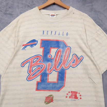 1993 Cream Buffalo Bills Striped Shirt 6704
