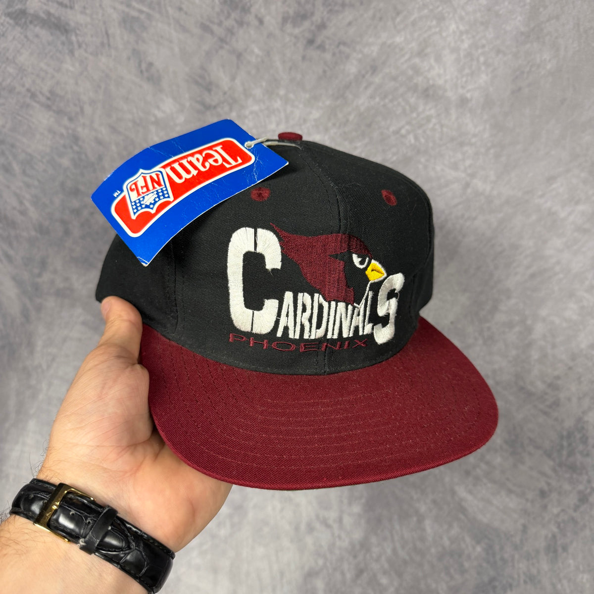 90s Black Phoenix Cardinals Snapback Hat 6877