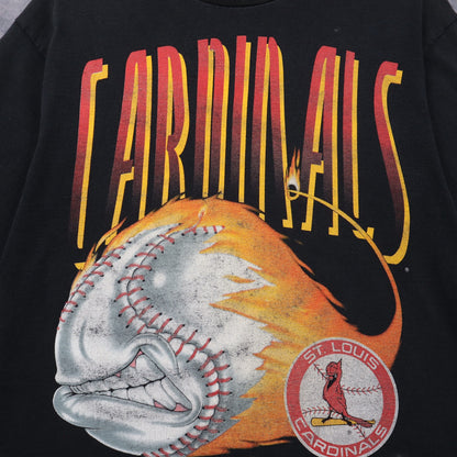 1994 Black St. Louis Cardinals Flaming Baseball Shirt 5587