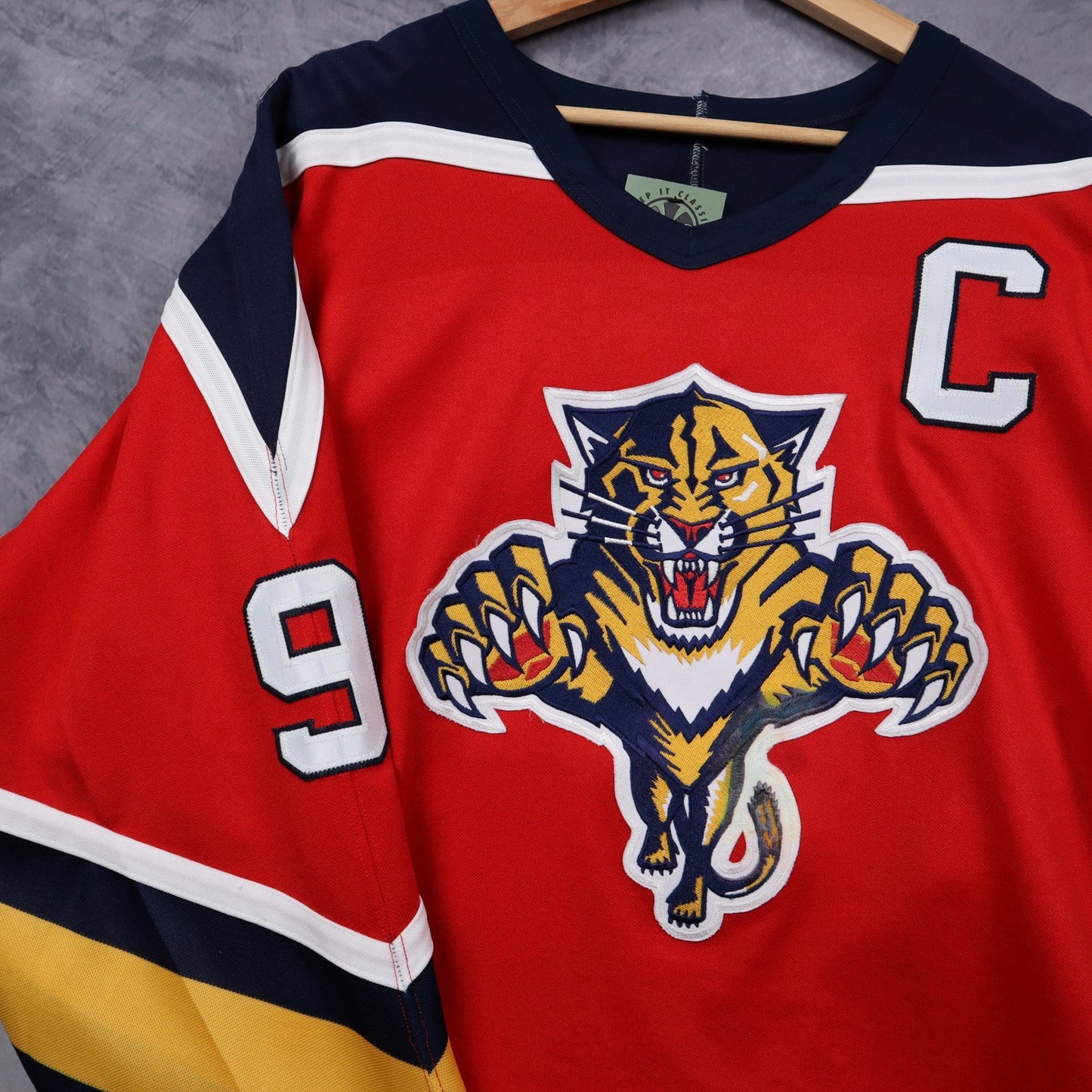 90s Red Florida Panthers CCM Yue #9 Hockey Jersey 4832