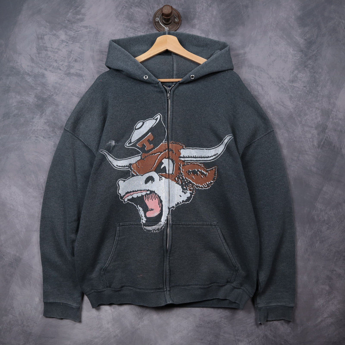 00s Dark Grey Texas Longhorns Zip Up Hoodie 5670