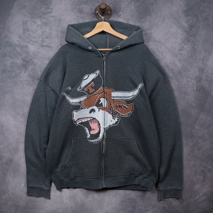 00s Dark Grey Texas Longhorns Zip Up Hoodie 5670