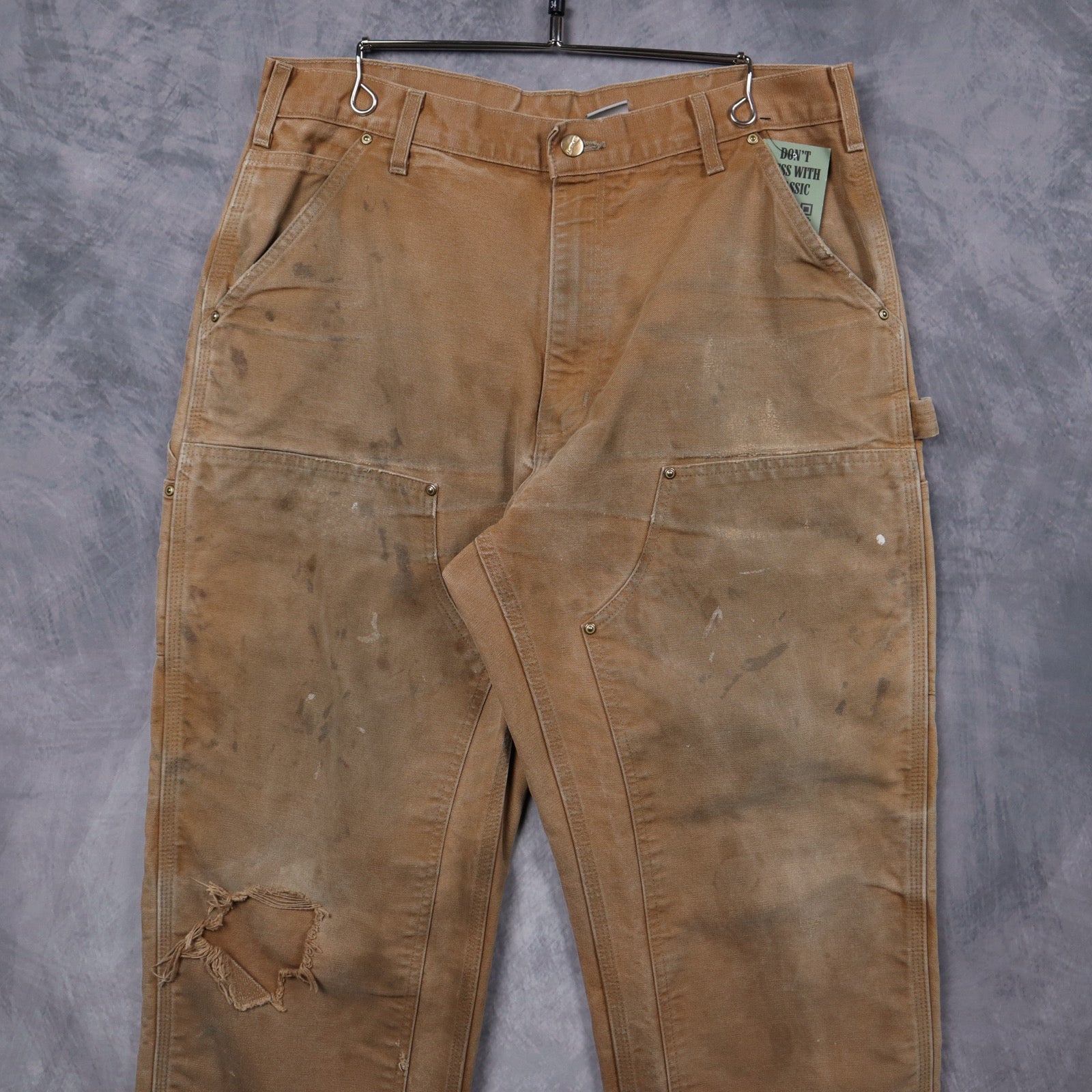90s Tan Carhartt Distressed Double Knee Work Pants 5226