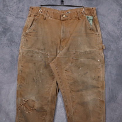 90s Tan Carhartt Distressed Double Knee Work Pants 5226