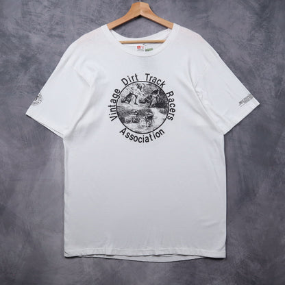 80s White Vintage Dirt Track Racers Association Shirt 5385