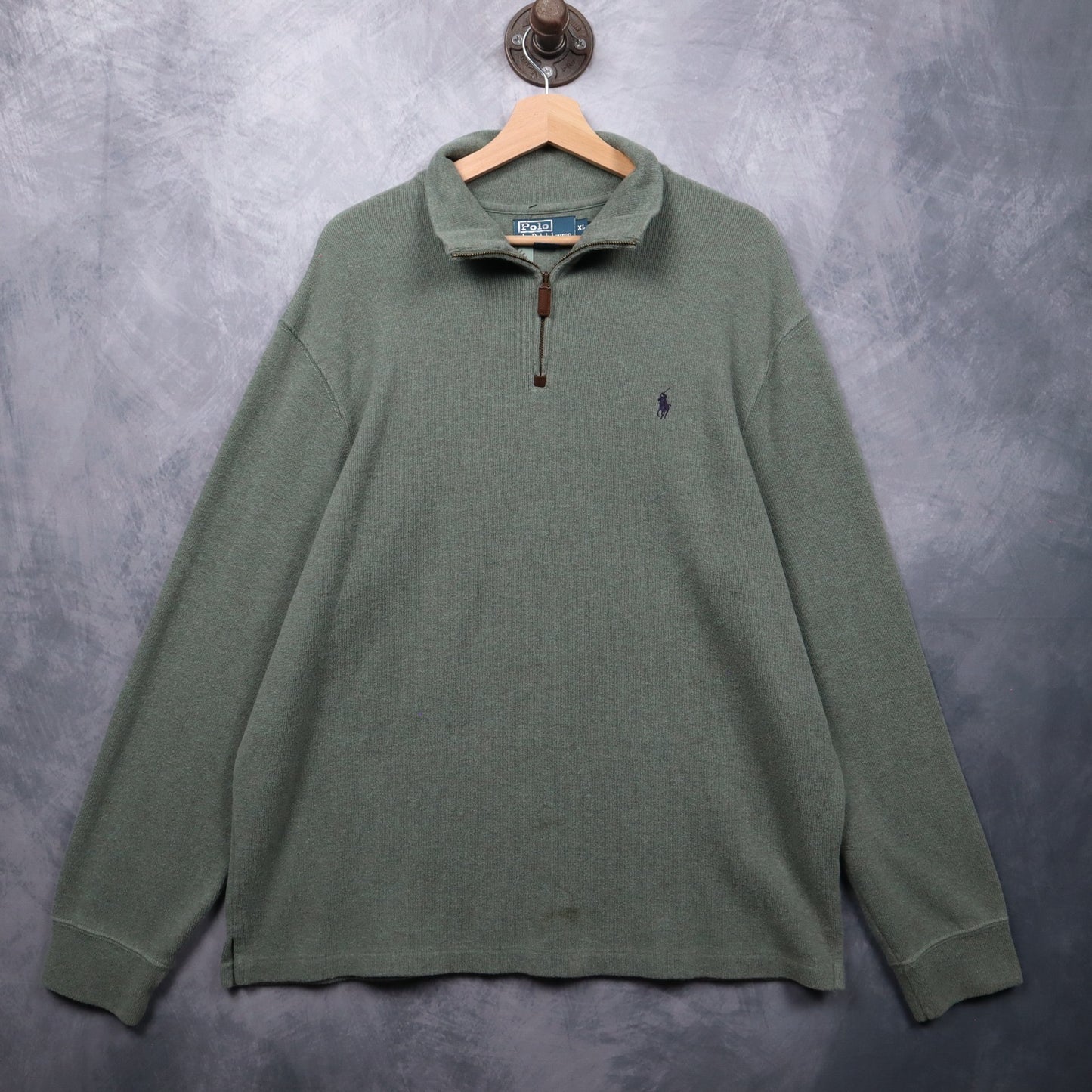 90s Sage Green Polo Ralph Lauren Quarter Zip Sweatshirt 4708
