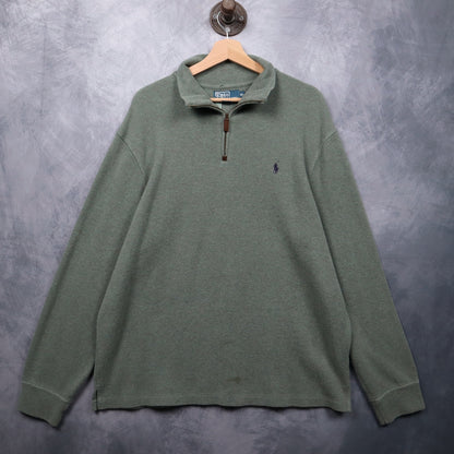 90s Sage Green Polo Ralph Lauren Quarter Zip Sweatshirt 4708