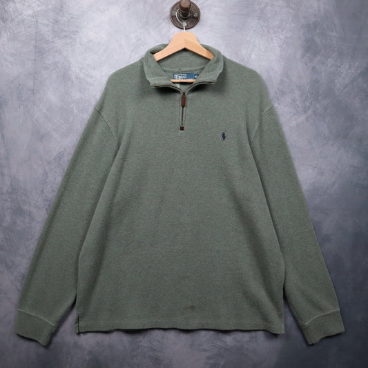 90s Sage Green Polo Ralph Lauren Quarter Zip Sweatshirt 4708