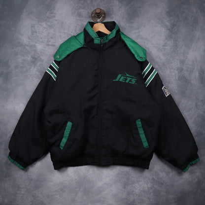 90s Black New York Jets NFL Experience Puffer Jacket 6504