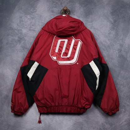 90s Red Oklahoma Sooners Starter Hooded Puffer Jacket 5068
