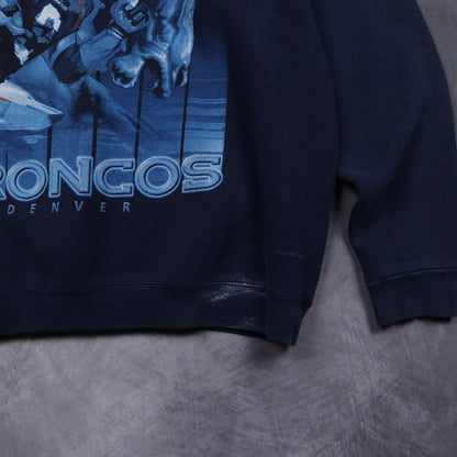 00s Navy Blue Denver Broncos Crewneck Sweatshirt 6532