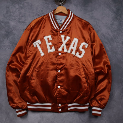 90s Burnt Orange Texas Lady Longhorns Satin Bomber Jacket 5908