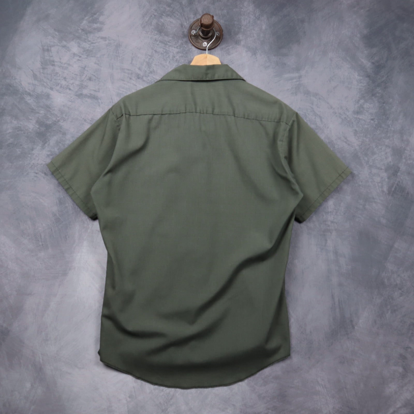 70s Olive Green Sears Perma-Prest Short Sleeve Work Shirt 5569